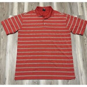 Nike Golf Mens Size 2XL Dri-Fit UV Red Striped Short Sleeve Golf Polo Stretch